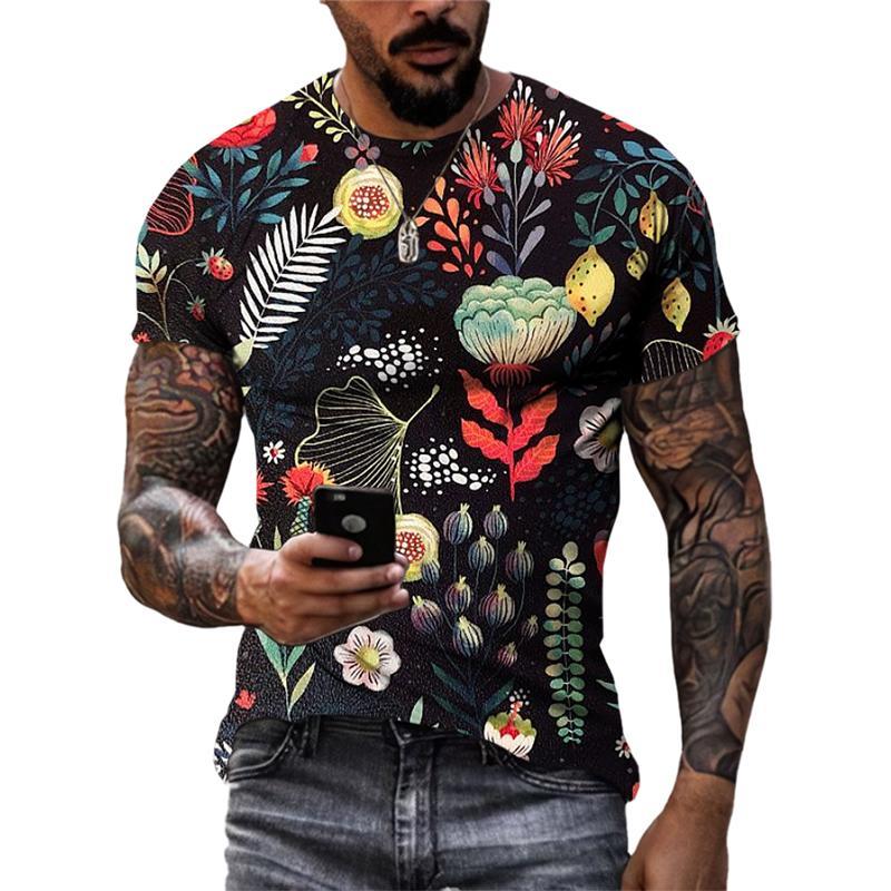 Fashion Beautiful Personality Plant Flowers 3D Print T-shirts Summer Street Style Men