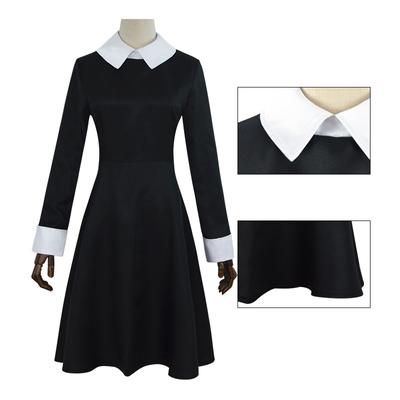 Addams Family Cos Costume Halloween Wednesday Black Dress Cosplay Costume