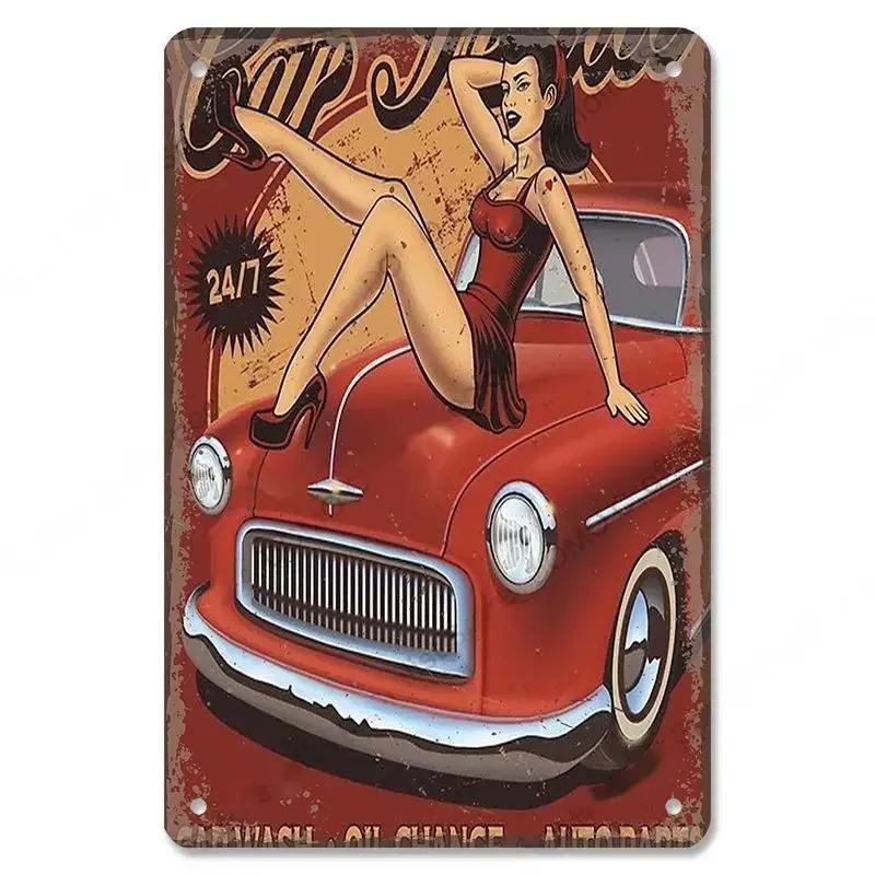 Metall-Wandskulptur Oldtimer | Blechschild, Retro Klassiker Auto Kunst, Halloween & Weihnachtsgeschenk, Bar/Pub/Garage Dekor