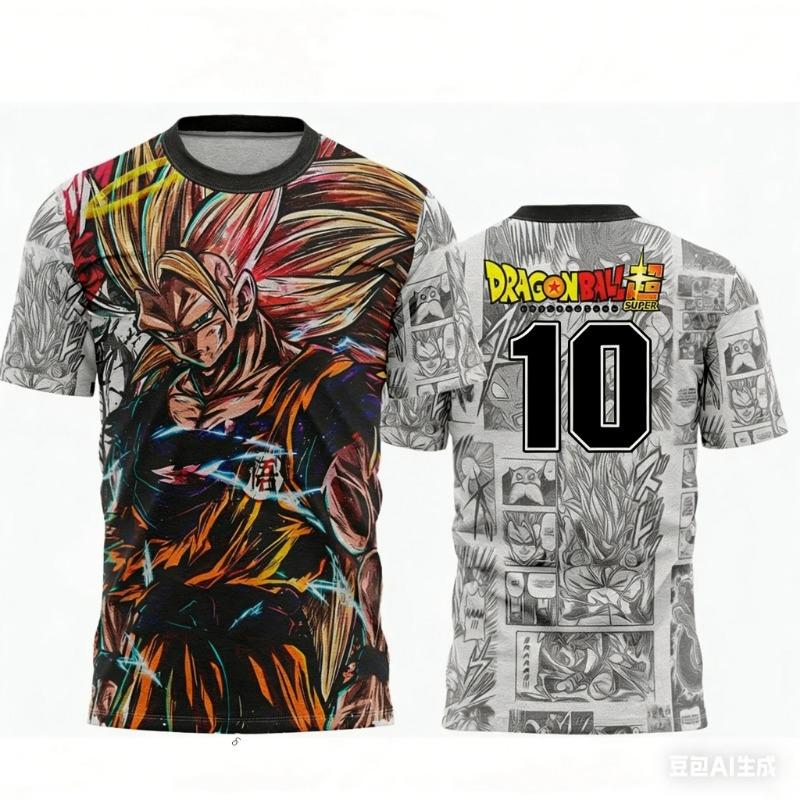 2026 Summer Dragon Ball Retro Fitness T-shirt Men's Oversized 3D Printed Short-sleeved Family Unisex Children's Sports Shirt