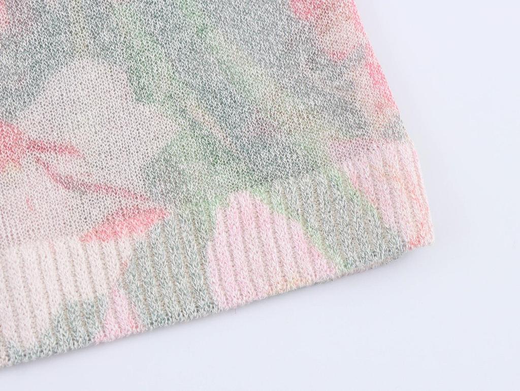 2025 Spring Women's European & American Style Floral Knit Top