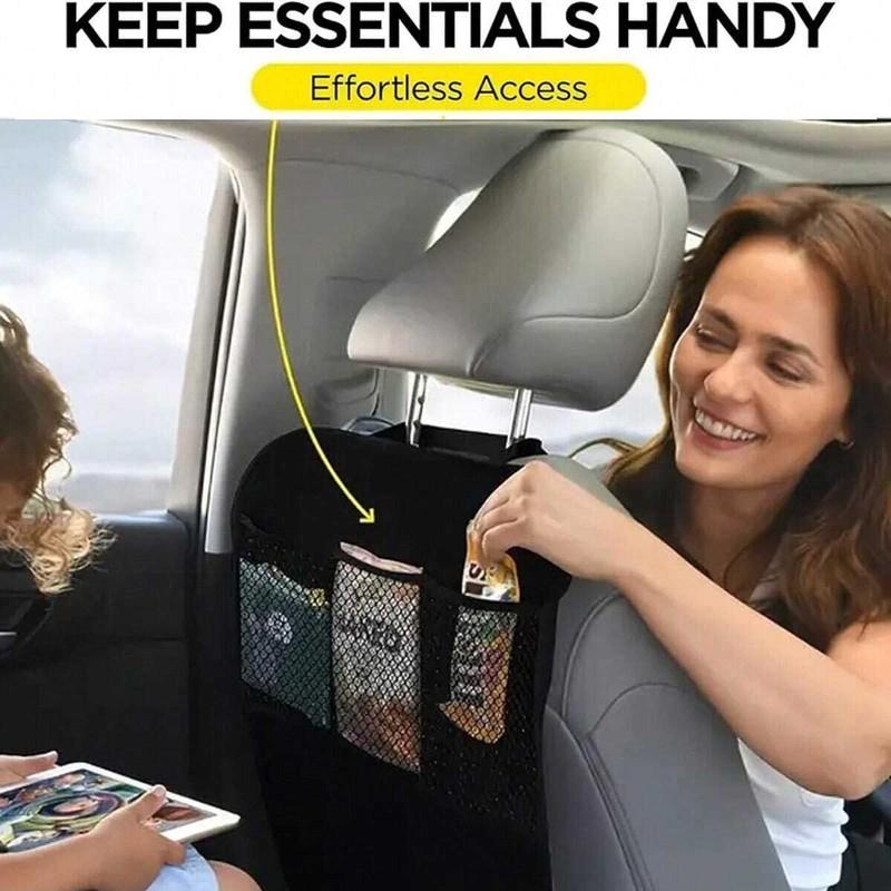 Car rear seat storage case with 3 storage pockets, oversized waterproof rear seat protector, dust, mud and scratch resistant