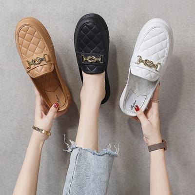 Fashion Women Flat Shoes Low Heel Slippers Casual Loafers Outdoor Round Shape Solid Color Nonslip Fashion Single