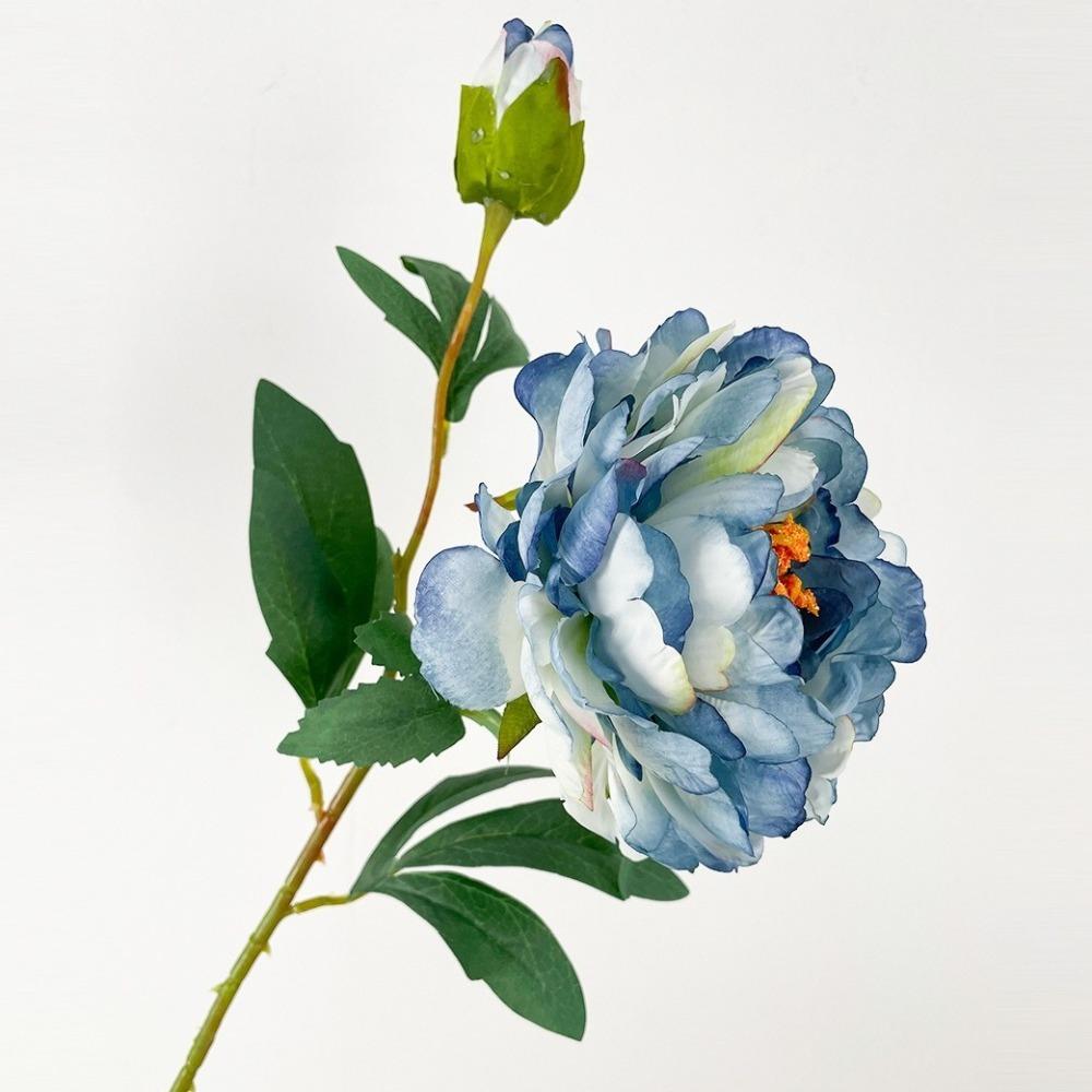 

2 Heads Simulation Peony Flower Silk Cloth Fake Flowers Bouquet Photography Props светло-синий
