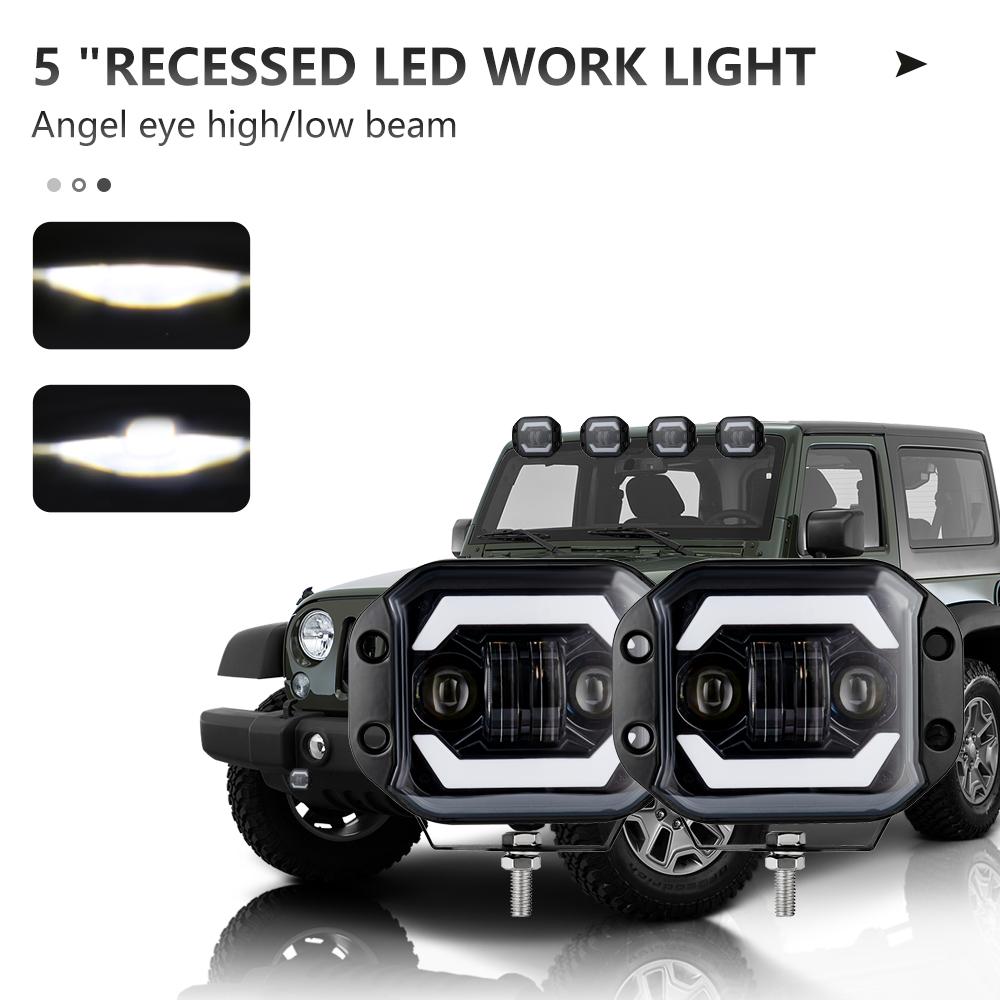 5" Flush Mount LED Light Pods Fog Light Working Lamps Bars 12V 24V Super Bright for Jeep Truck Offroad 4x4 SUV ATV UTV