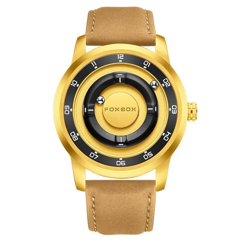 LIGE FOXBOX Fashion Man Magnetic Watch Unique Dial Business Stainless Casual Srolling Bead Waterproof Quartz Men's Watches Gifts