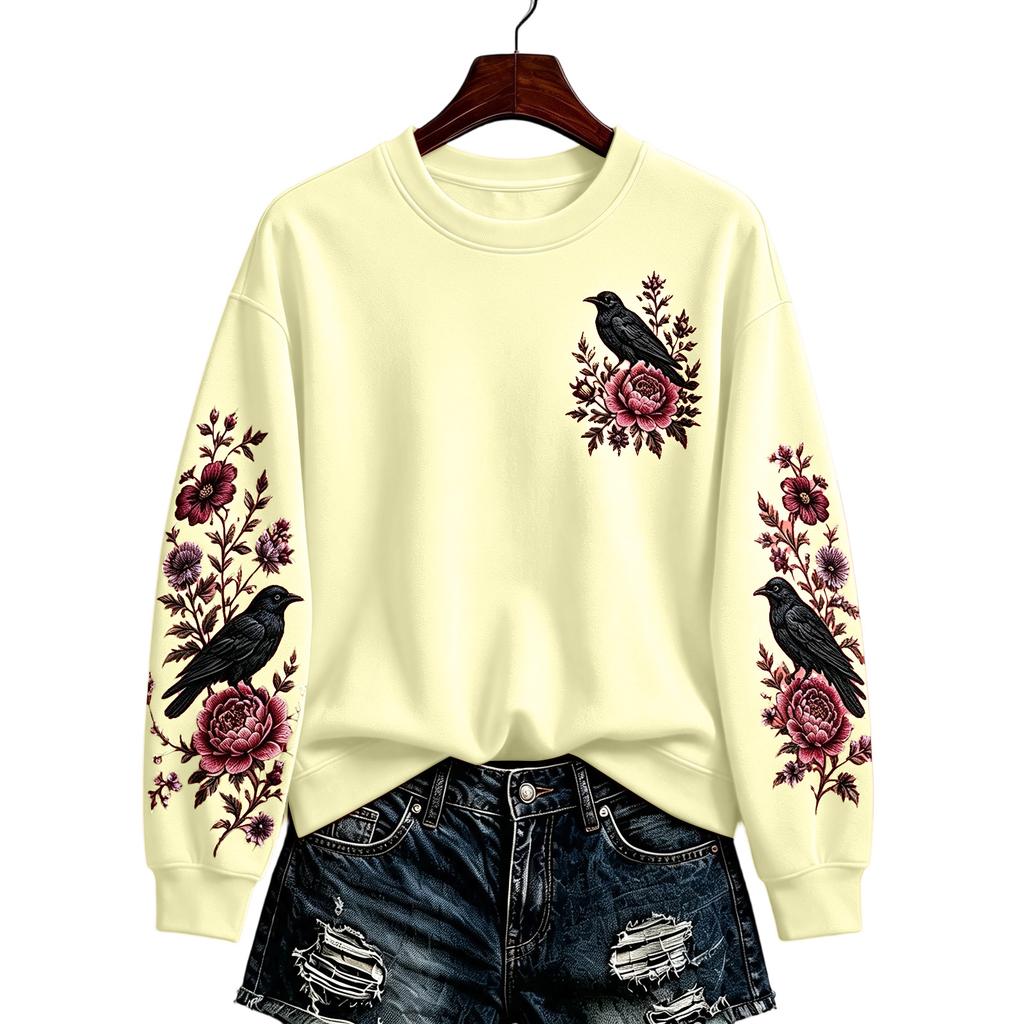 Women's Halloween Pullover Sweatshirt Casual Printed Long Sleeve Top