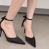 Fashion one-word buckle women's shoes new gentle royal sister sexy single shoes pointed head shallow mouth high heels women