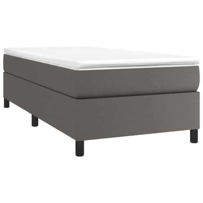 3144582 vidaXL Divan Bed with Mattress Grey 90x190 Cm Faux Leather