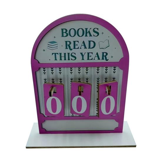 Book Read This Year Counter Track Up to 999 Book Wooden Annual Reading Goal Challenge Tracker with Number Signs Bookshelf Decoration Book Lovers Gift