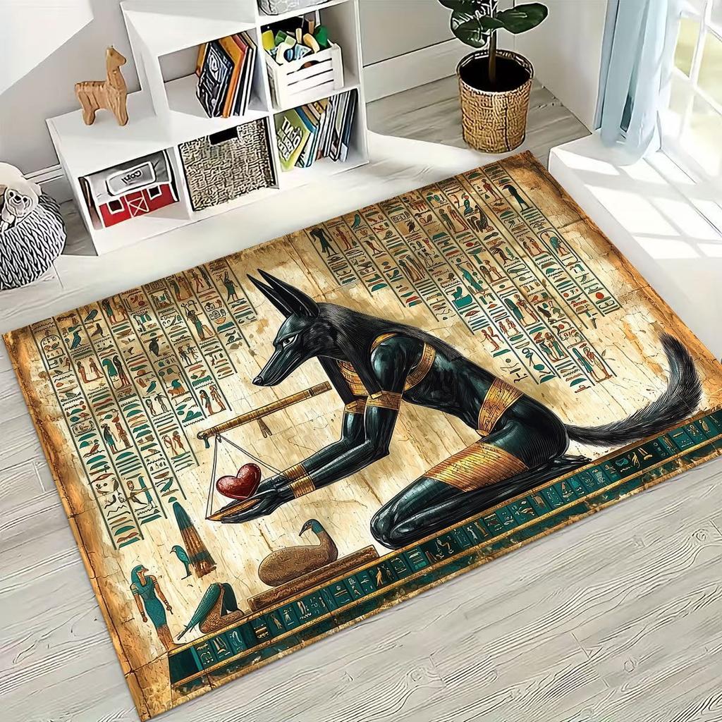 Ancient Egyptian God Dead Anubis Pharaoh Tutankhamun Mask Rug Carpet for Bedroom Living Room Sofa Doormat Decor,Non-slip Mat