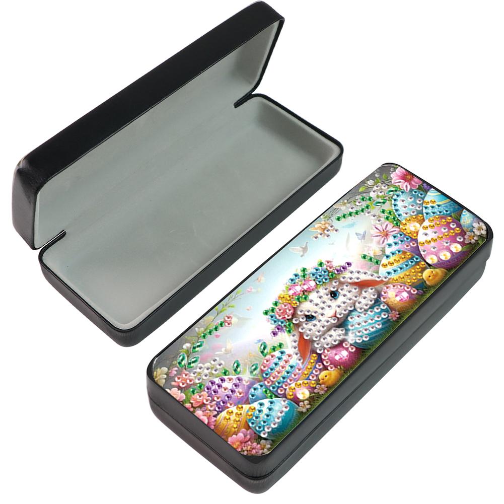 Easter Day Leather Diamond Art Sunglasses Case DIY Diamond Sunglasses Storage Box 5D DIY Handmade Eye Glasses Case for Beginners