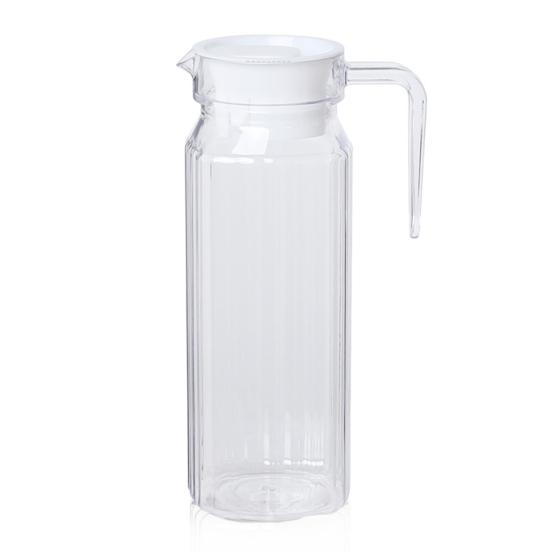 Cold Water Pitcher 1.1L Large Capacity Transparent Drink Dispenser Seal Pitcher with Lid Spout Lemonade Juice Beverage Jar for Hot Cold Drinks
