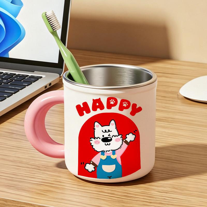 Toothbrushing Cup - Stainless Steel Children's Toothbrushing Cup - Shock-resistant Toothbrushing Cup - Cute Toothbrushing Cup - Wash Basin Cup