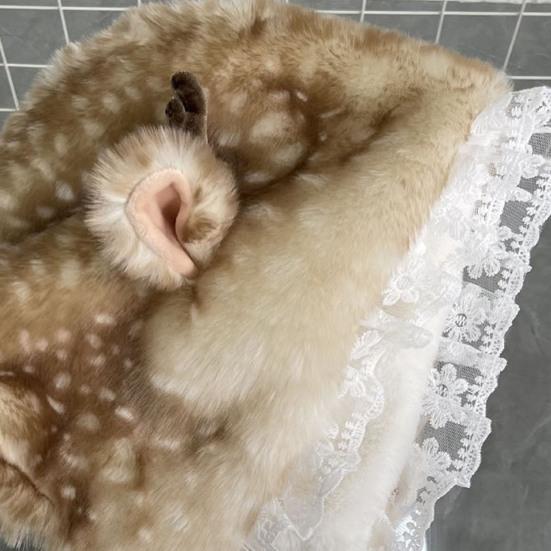 Spotted Fuzzy Leg Warmers Cute Deer Hood with Lace Women Fluffy Boot