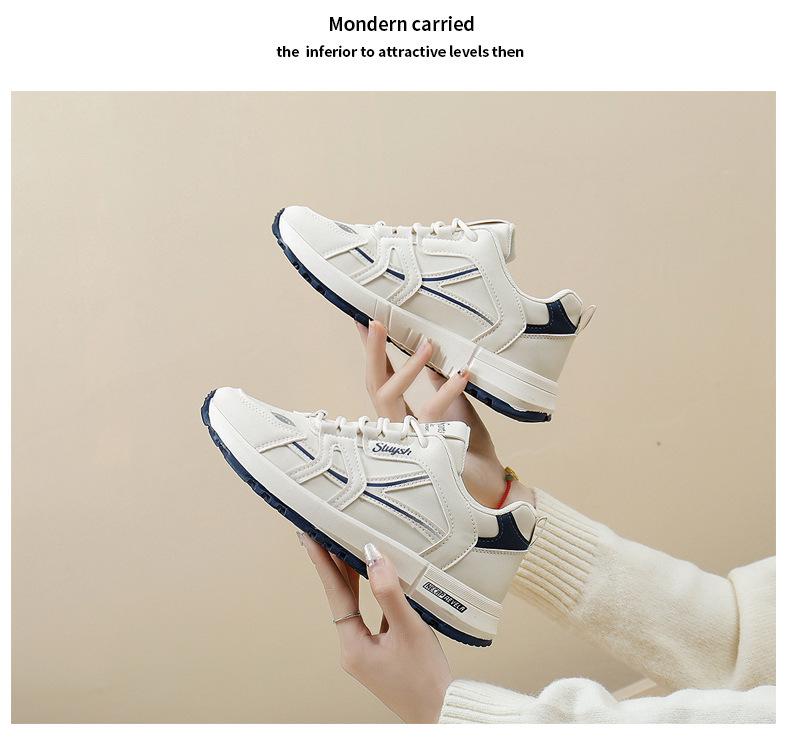 Women's Leather Surface Running Shoes, Spring 2026 - Versatile Casual & Athletic Footwear, Forrest Gump Style, Dad Shoe Design.