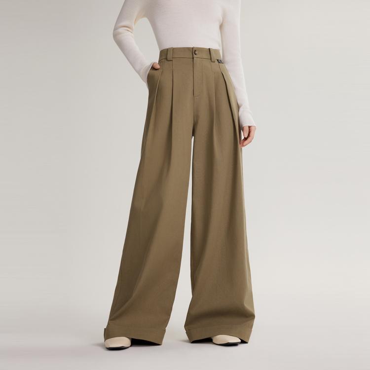 ELLE French Design Laisel Bare Feel Lazy Relaxed Loose Pants Women bottoms Brown EK49593