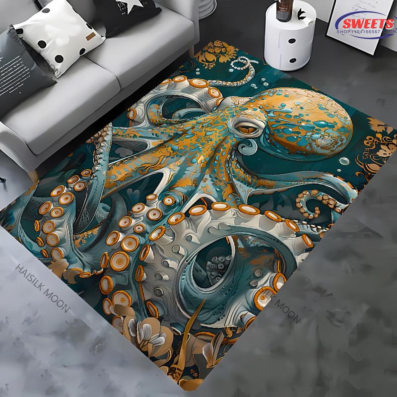 Octopus Theme Printed Rug for Living Room Large Area Decorate Carpet Non-slip Sofa Mat Modern Home Fashion Floor Mats