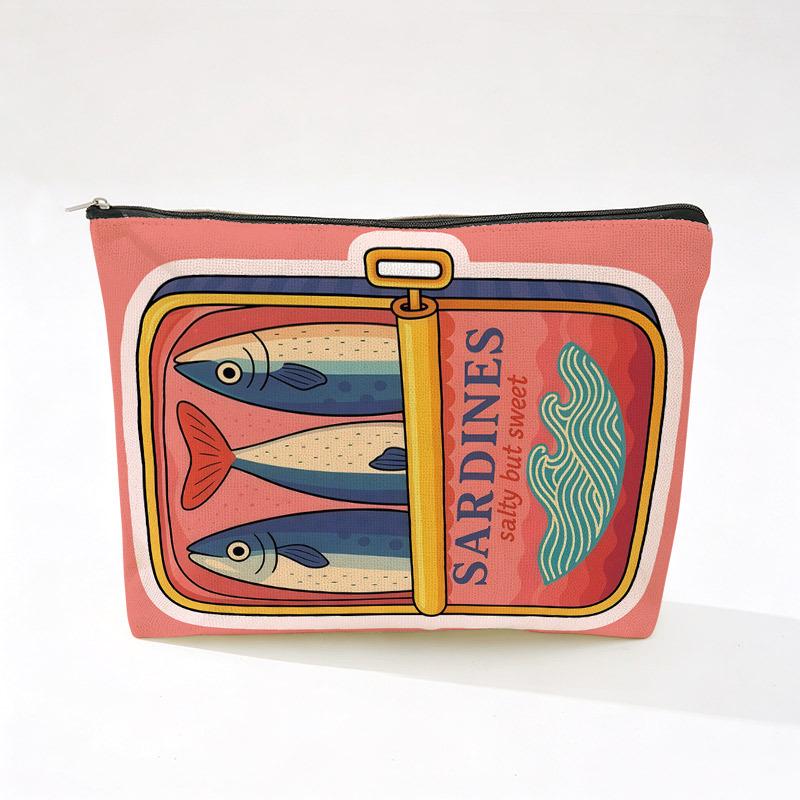Bohemian Makeup Bag: Colorful Fish Print, Retro Style Cosmetic Travel Case