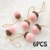New Year 2023 6pcs Xmas Tree Ornament Wool Felt Pine Tower Ball Pine Cone Acorn String DIY Material Pendant Christmas Decor Home