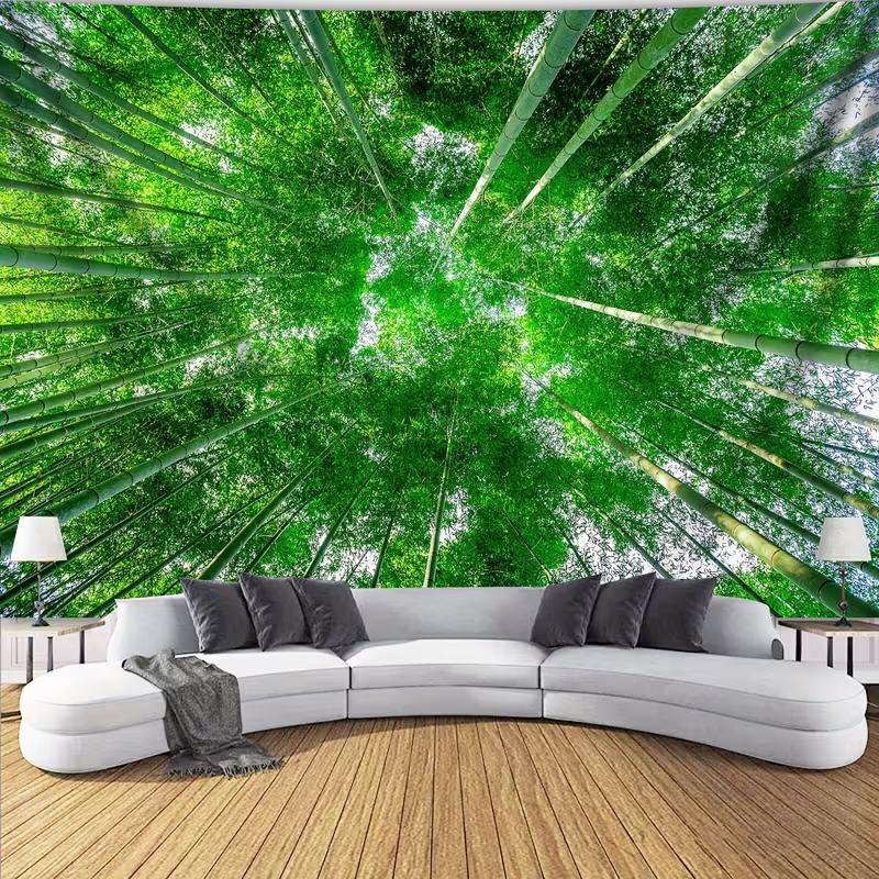 2D HD Print Green Bamboo Forest Tapestry Bohemian Home Decor