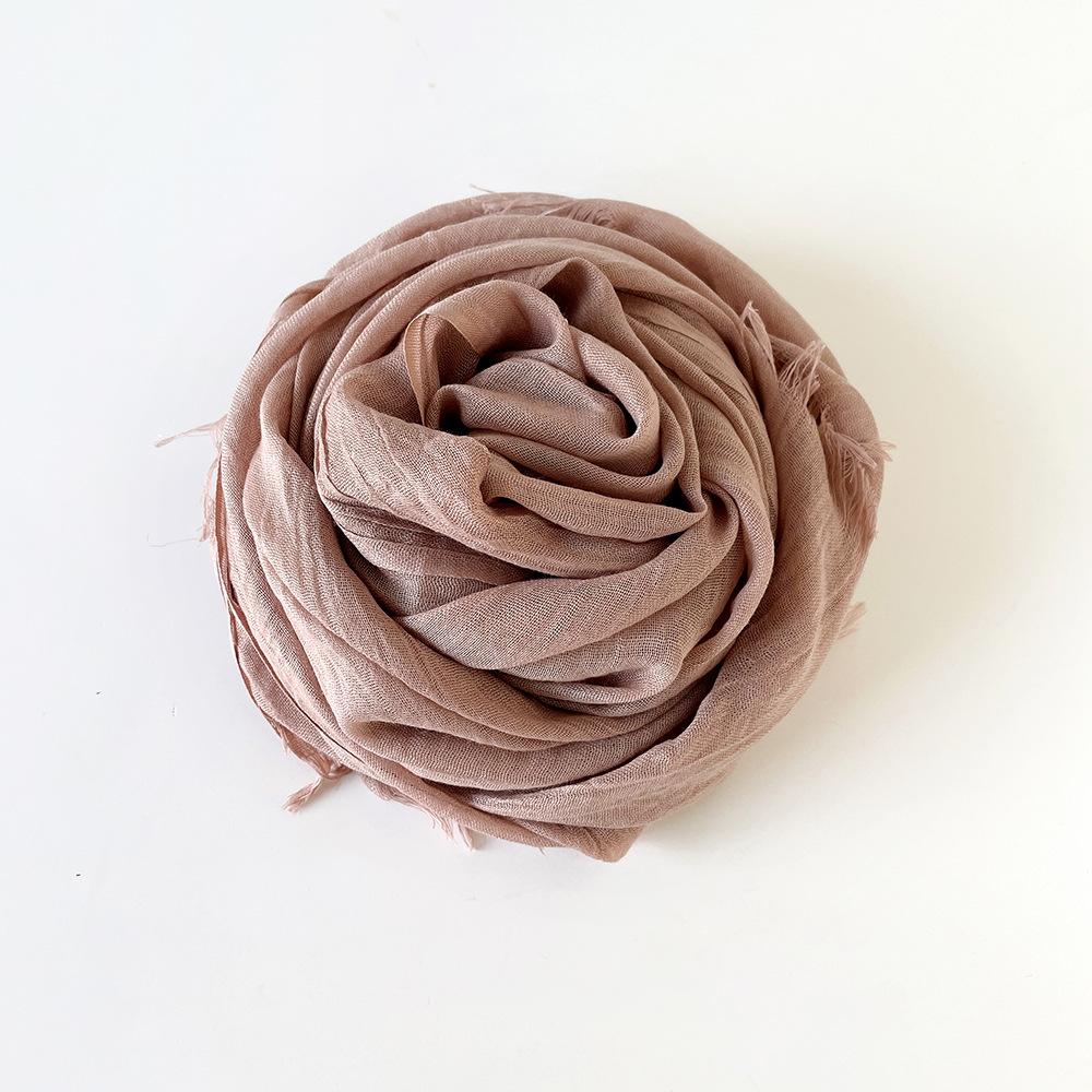 Solid Color Scarf Cotton and Linen Shawl Yarn Women's Summer Sunscreen Headscarf Retro Yarn Lengthened
