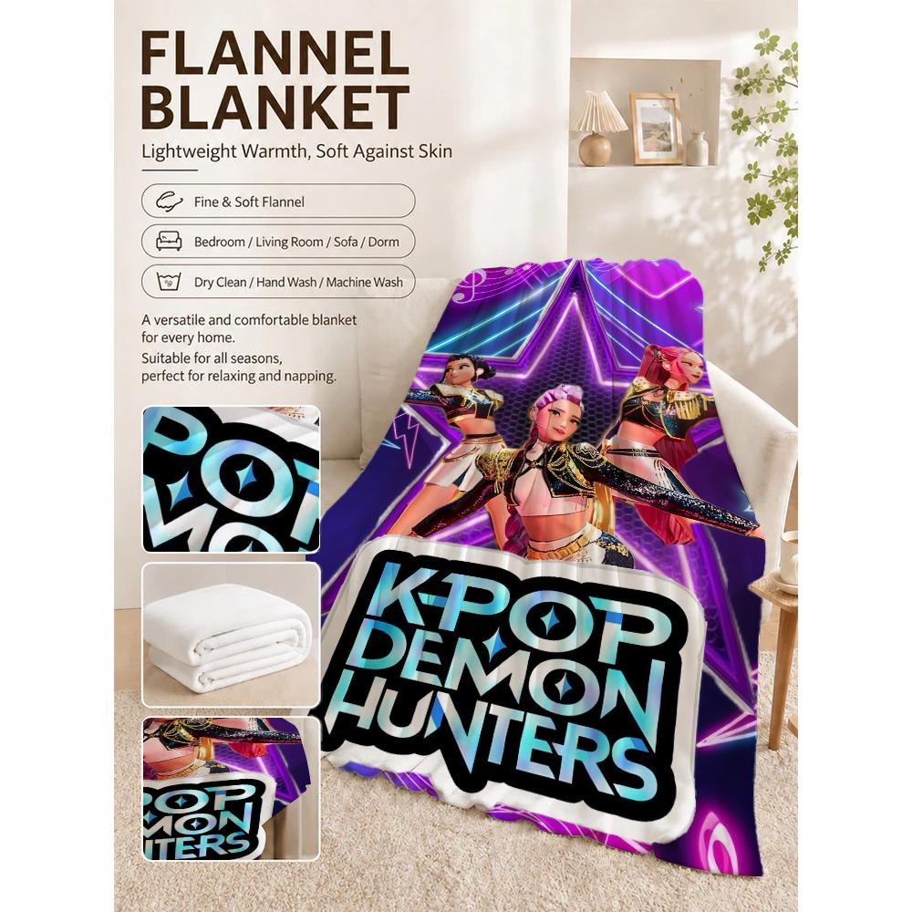 Kpop Demon Hunters Music Show Cartoon Anime Blanket Ultra Soft Throw Blanket For Bedroom Sofa Bed Party Decor New Year Gift