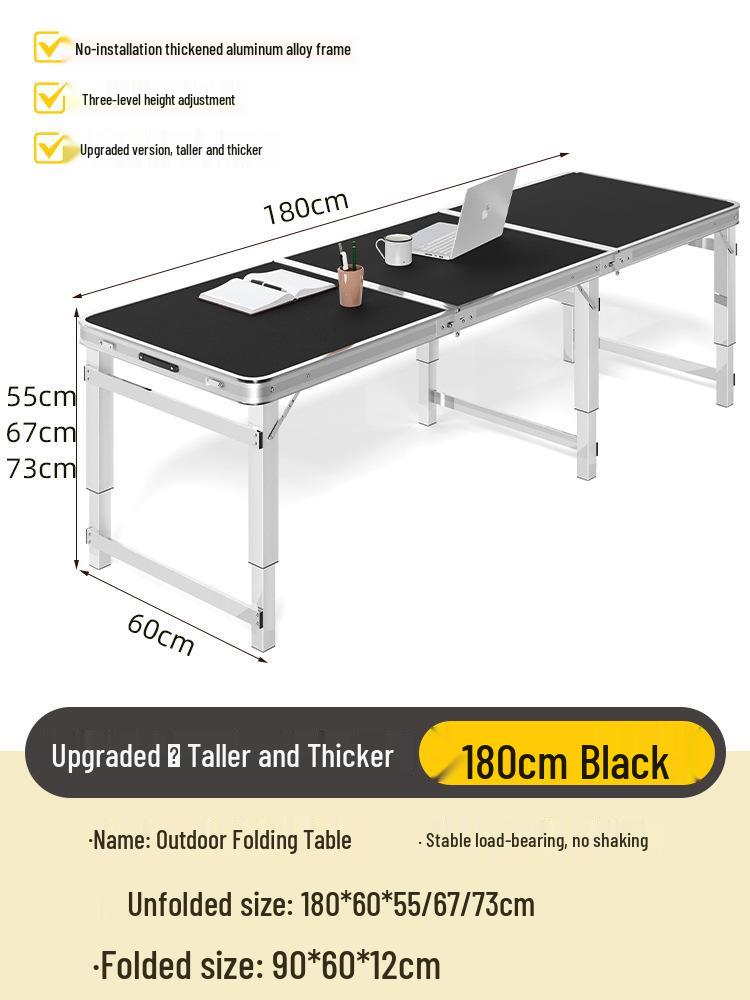 Adjustable Height Aluminum Folding Picnic Table & Chairs Set for Outdoor Camping & BBQ