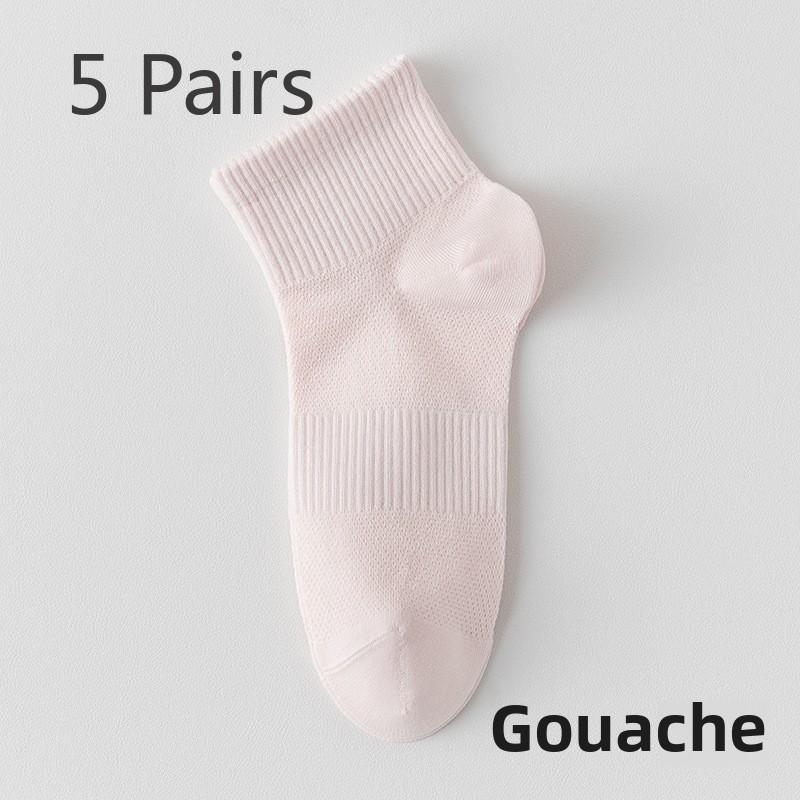 

5 пар женских весенних и летних сетчатых носков из чистого хлопка с антибактериальным запахом, дышащих, спортивных 5 Pairs розовый
