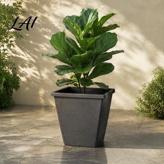 Succulent Herb Planters Square Resin Planter 10 Inch Large Plant Pot with Drainage Hole Modern Flower Pots for Living Room Decorative Garden Saucer