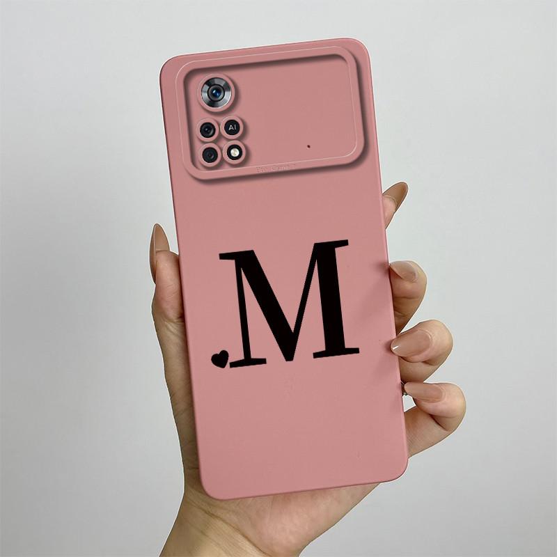 For Xiaomi Poco X4 Pro 5G Case Poco X4 Pro 5G Cover 2201116PG Cute Initial Letters Phone Case Poco X4 Pro Shockproof Back Cover