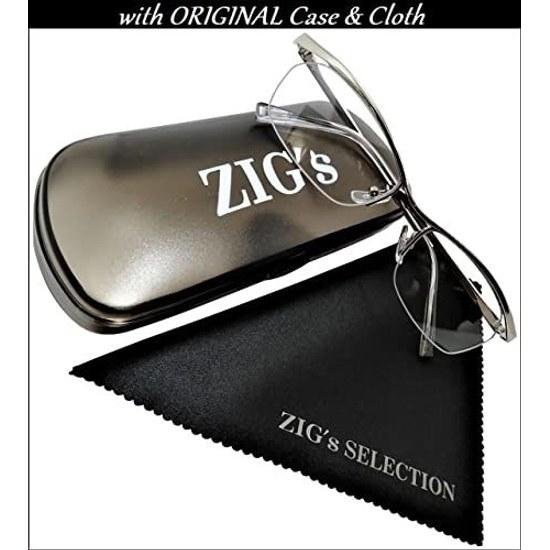 ZIGs Reading Glasses Sunglasses Men Women Intellectual UV400 UV Cut Image Change Casual Formal Business Clear Lenses Metal Half-rim Case (gldm00)