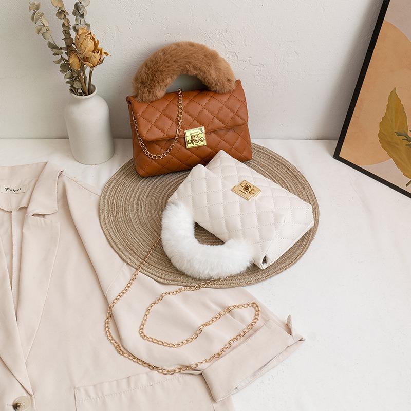 Small Bag Women's Rhombus Small Square Bag New Women's Niche Hand Carry Shoulder Messenger Bag