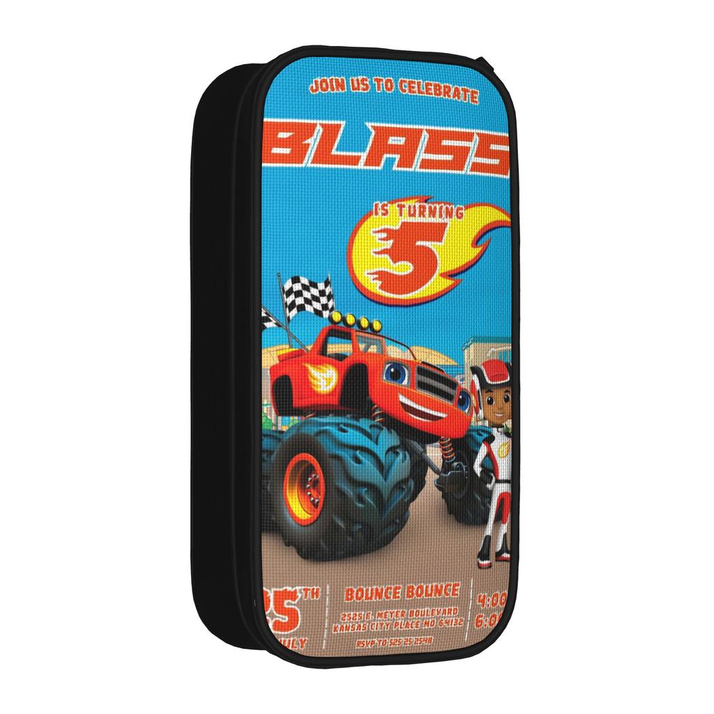 Large Pen Box Blaze and the Monster Machines Merch Double Layer Pencilcase Girl Makeup Bags Amazing Gift