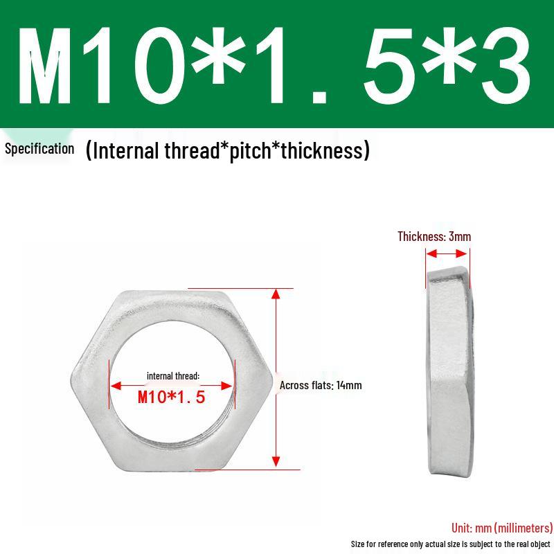GB808 White Zinc Hex Thin Nut, Fine Thread, Lamp-Type, M6-M30