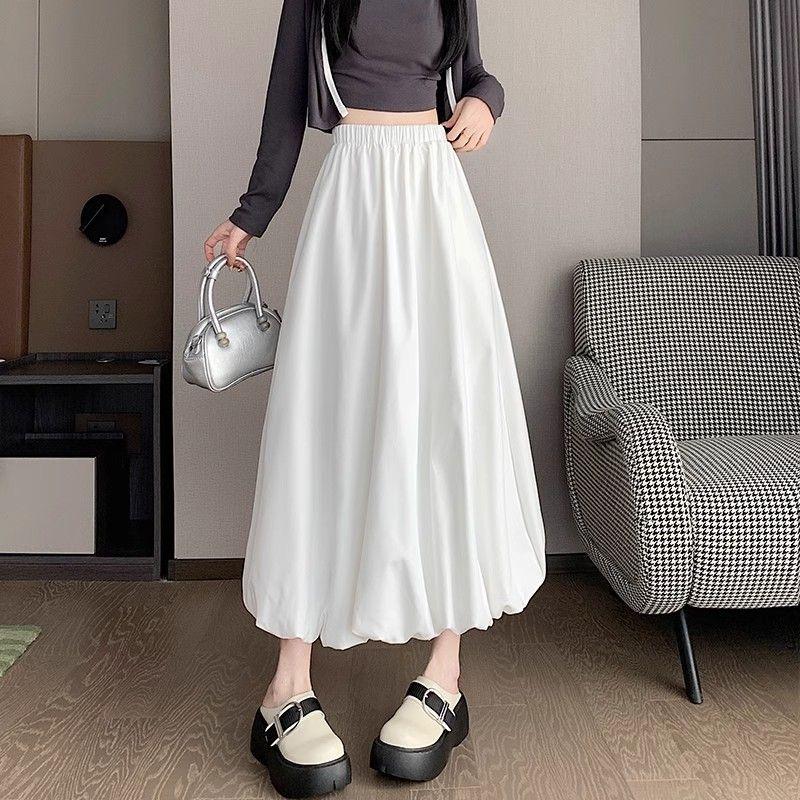 Women's High-Waist Bloom Silhouette Slim-Fit Midi/Maxi Skirt - Spring/Summer Puffy Umbrella Flowy Half Skirt