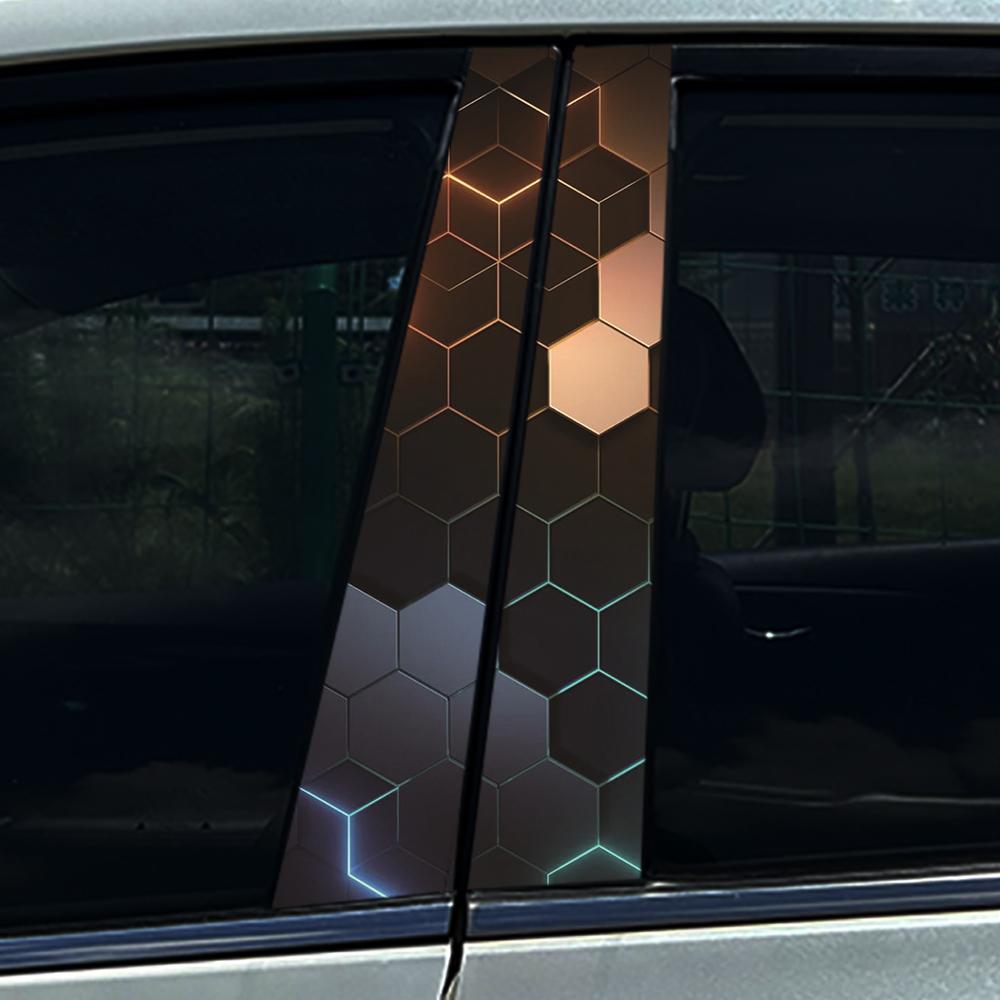 Style Honeycomb Hexagon Car B-pillar Stickers Car Center Column Decoration Cover Scratches Waterproof Decals Car Accessories