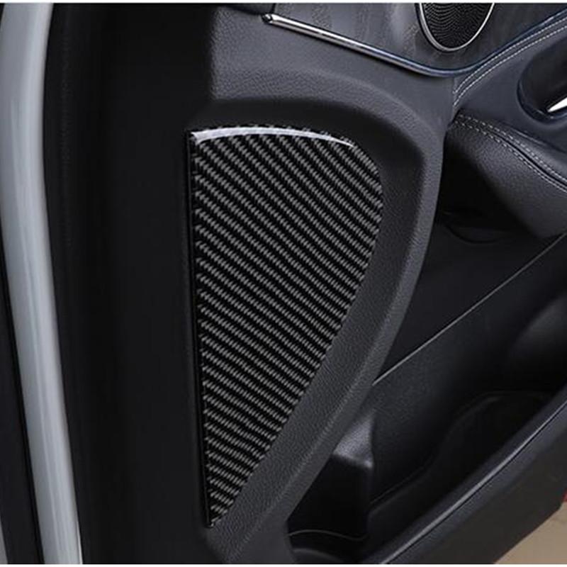 Carbon Fiber Front Door Panel Decoration Cover Trim 2Pcs For Mercedes Benz C Class W205 GLC X253 2015-2018 Car Accessories