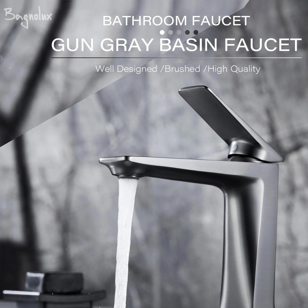 Bathroom Sink Faucet Deck Mount Brass Hot Cold Mixer Tap Black Brushed Gold Golden Gunmetal Single Lever Bagnolux
