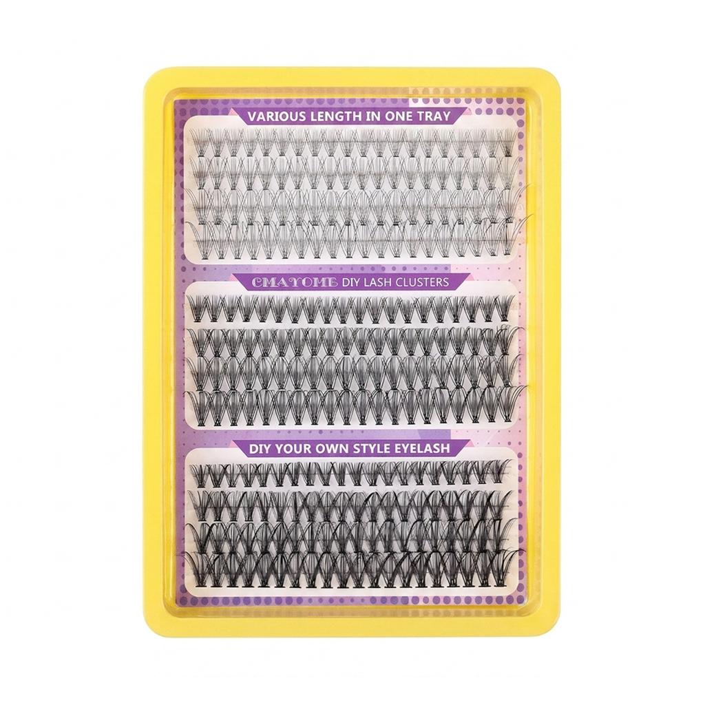 DIY False Eyelashes 12-18mm Mix Long 168pcs Cluster Lashes D Curl Winged Cat Fox Eye Individual Lash Extensions Makeup Supplies