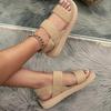 Sandalen mit Keilabsatz für Damen, lässige Plateauschuhe mit offener Spitze, bequeme Sandalen mit Knöchelriemen