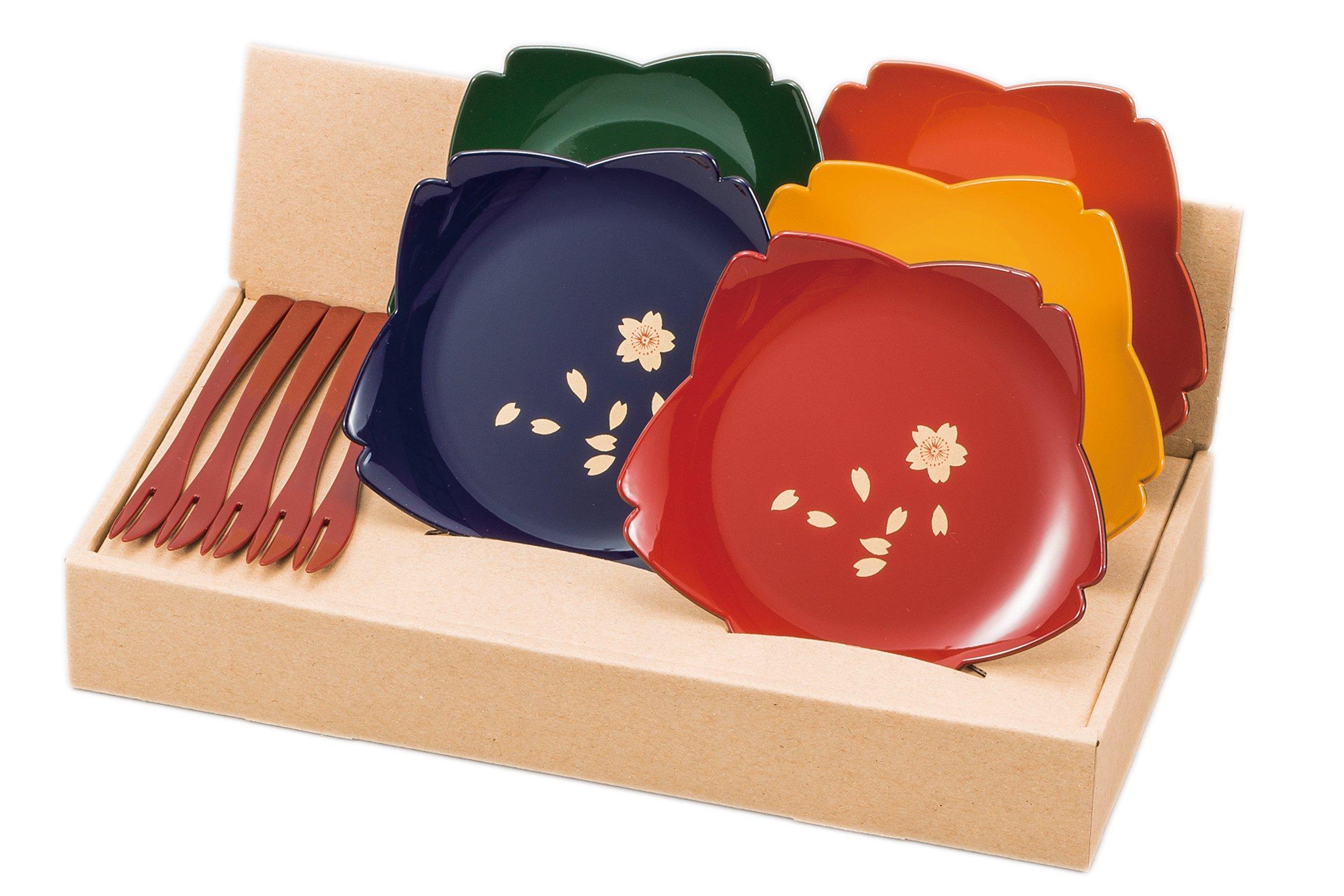 

Maeju Lacquerware Sakura Individual Plate Set with Fork AMJ-2P-610
