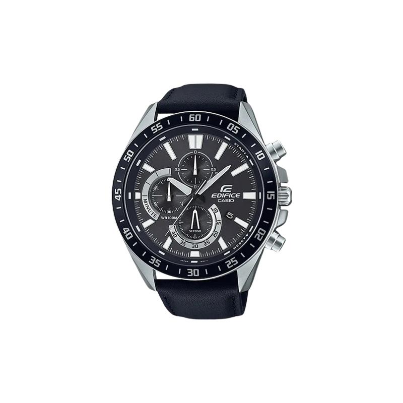 

Casio EDIFICE standard timepiece series, fashionable classic, one-touch three-fold buckle 1/10 stopwatch, 100 meters waterproof, quartz EFV-620L-1AV чёрный