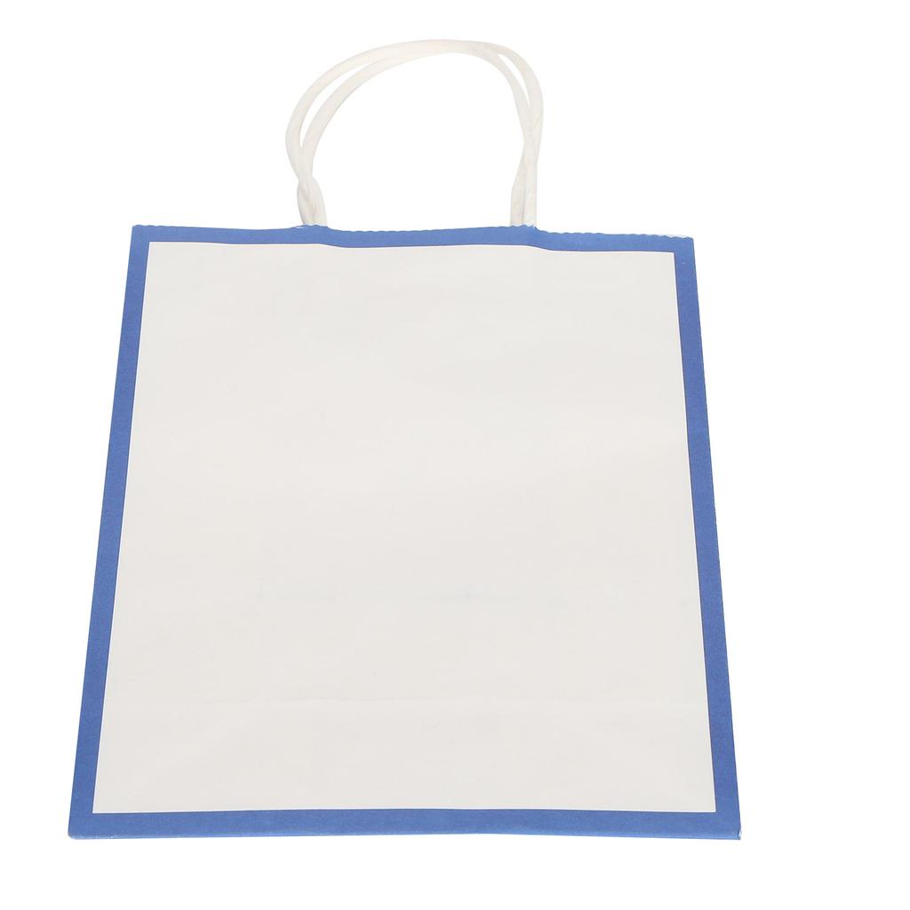 10pcs Shopping Packaging Paper Bag Portable Kraft Paper Gift Bag White Blue Edge