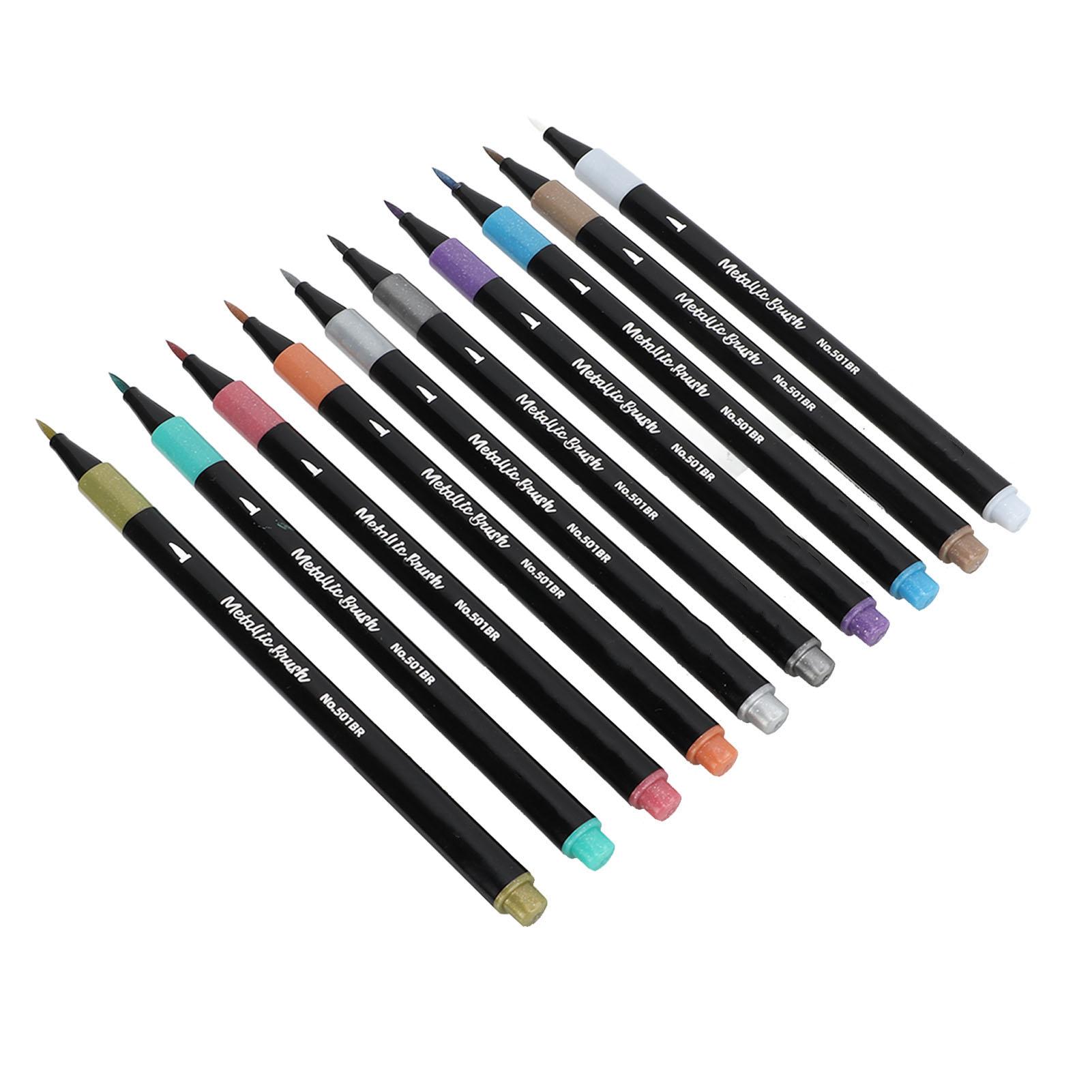 

10 Colors Metallic Marker Pens Smoother Painting Bright Colors DIY Paint Markers for Anime Design Coloring Gifts