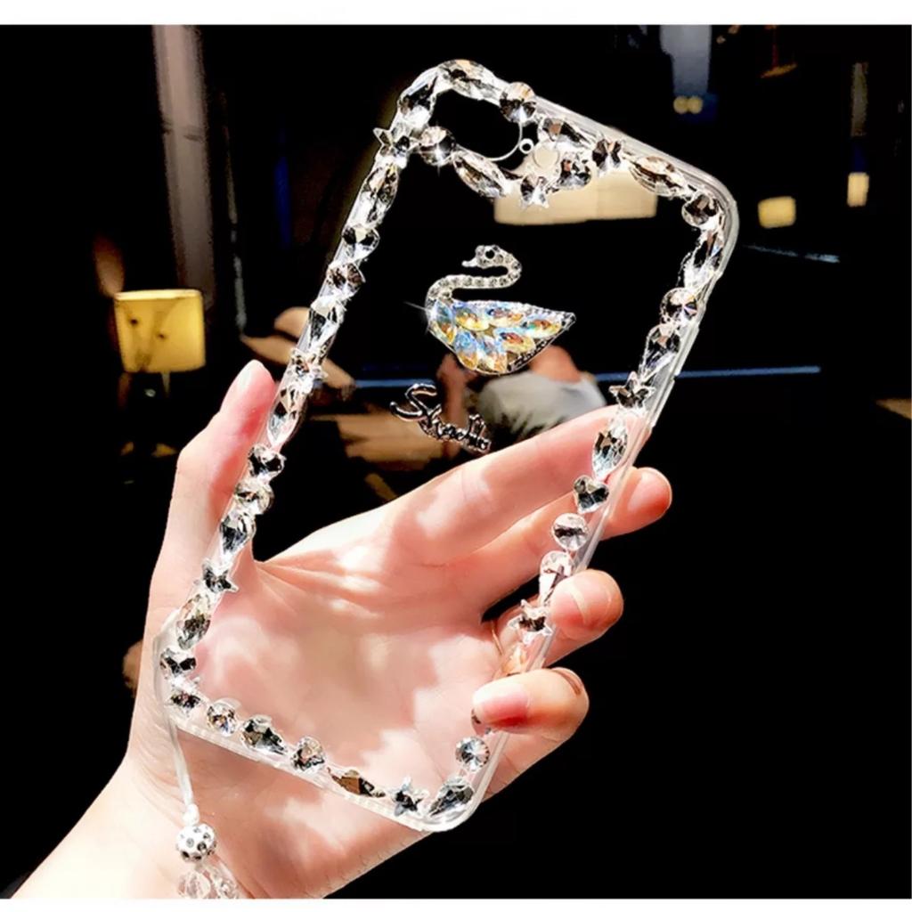 Applicable To Iphone17 Pro Mobile Phone Case Apple 16 Rhinestone 15 Swan Soft Case 14Plus Crystal Premium Sense