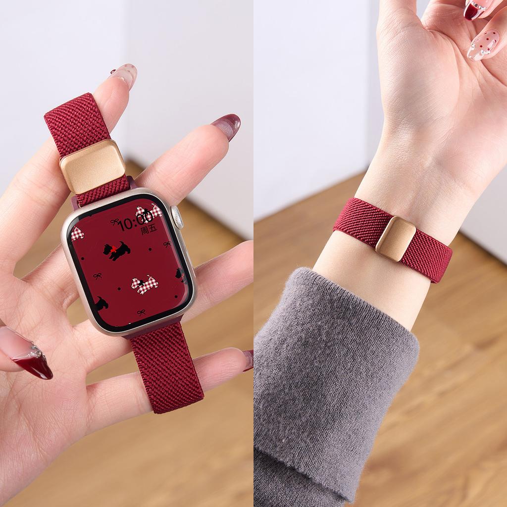 Red Braided New Year'S Braided Sports Versatile Apple 11Iwatch10 Magnetic Breathable Strap 68