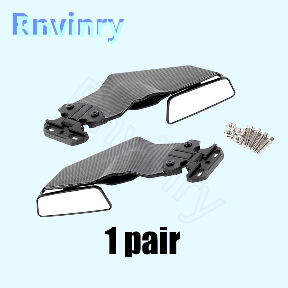 1Pair For Suzuki GSXR 600 750 1000 GSX650F GSX1300R Adjustable Side Wing Spoiler Fairing With Rear View Mirror Universal