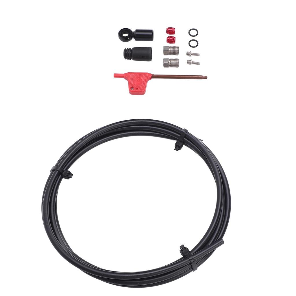 Hydraulic Disc Brake Hose Kit 6.6FT Rubber Metal Hydraulic Disc Brake Hose Fitting Kit for HRD Red