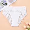 Women Underpants High Waist Hollow Out Lace Soft Breathable Anti Septic Stretchy Moisture Wicking Flower Embroidery Mesh Lady Panties Briefs